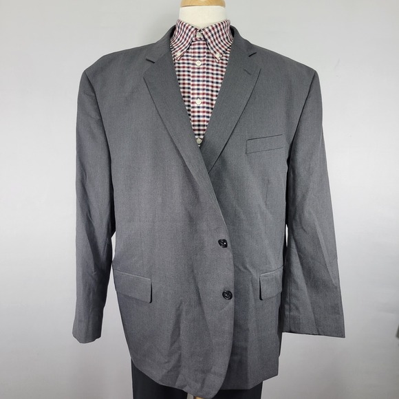 Stafford Men's Travel Suit Separate Sport Coat Two‎ Button Gray Wool Blend 54R